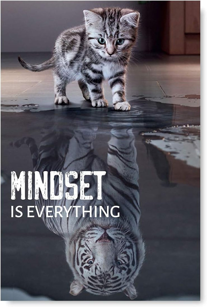 "Elevate Your Environment with the 'Mindset Is Everything' Cat Poster – A Source of Motivation and Inspiration for Cat Lovers"