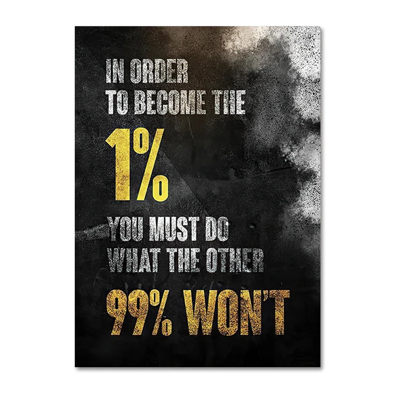 One Dream and 1% Entrepreneur Motivational Qoutes Canvas Print Painting Poster Inspirational Wall Art Pictures Office Wall Decor